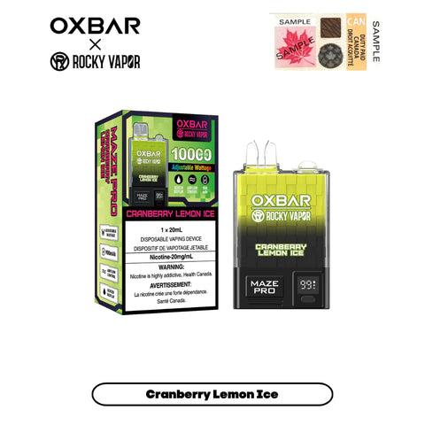 oxbar 10k disposable vape - cranberry lemon ice