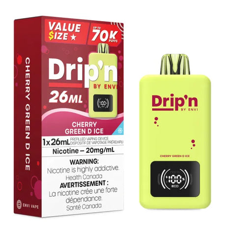 Drip'n By Envi Disposable Vape - 70,000 Puffs - Cherry Green D Ice