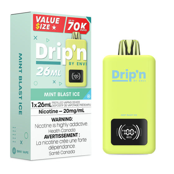 Drip'n By Envi Disposable Vape - 70,000 Puffs - Mint Blast Ice Drip'n By Envi Disposable Vape - 70,000 Puffs - Mint Blast Ice