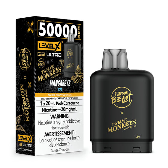 flavor beast 50k vape Flavour Level X G2 Ultra Pod - Puffs All The Same Flavor:Smooth Mango PO#1602 What Flavor Is Clear