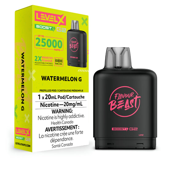 Level X Flavour Beast BOOST Pod - 25K Puffs - Watermelon G Level X Flavour Beast BOOST Pod - 25K Puffs - Watermelon G