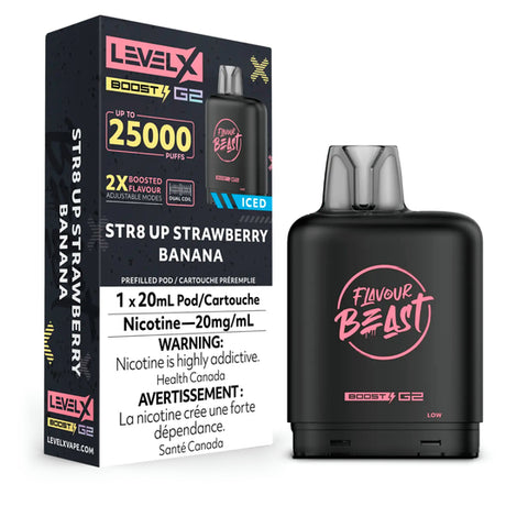 Level X Flavour Beast BOOST Pod - 25K Puffs - STR8 Up Strawberry Banana