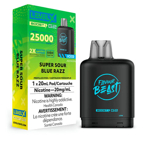 Level X Flavour Beast BOOST Pod - 25K Puffs - Super Sour Blue Razz Iced