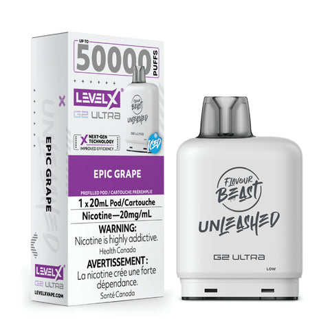 Flavour Beast Level X G2 Ultra Pod - 50K Puffs - Epic Grape Iced